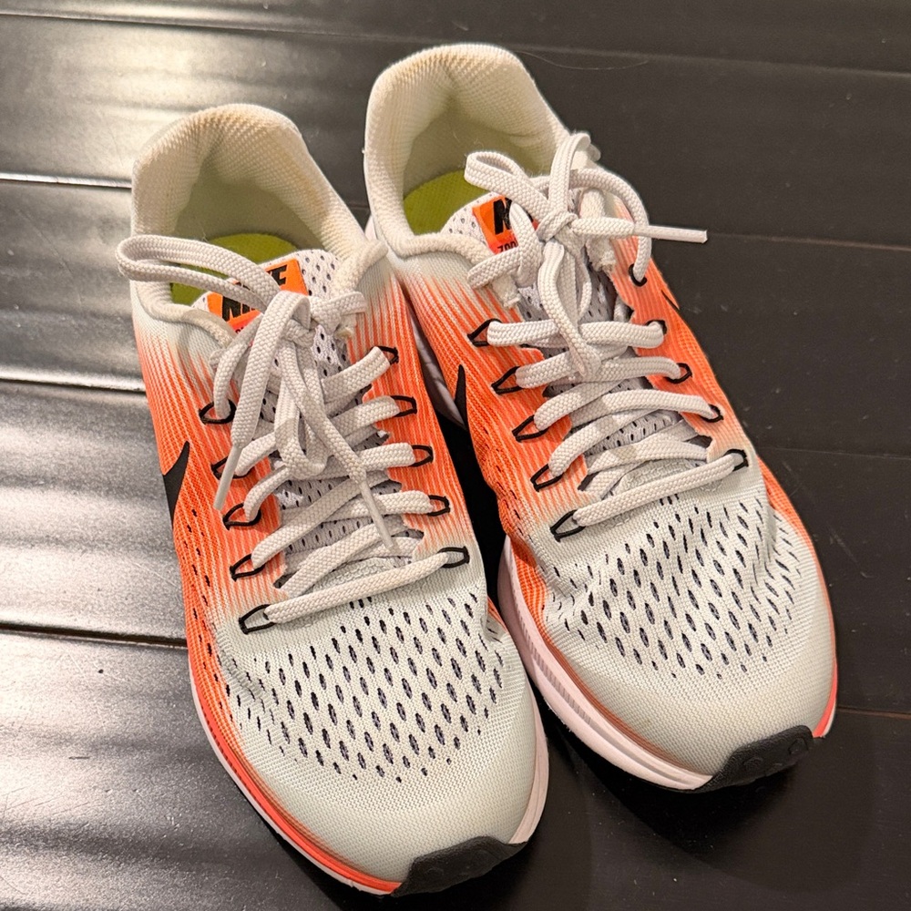 Nike Women's Air Zoom Pegasus 34 Orange and White Athletic Shoes